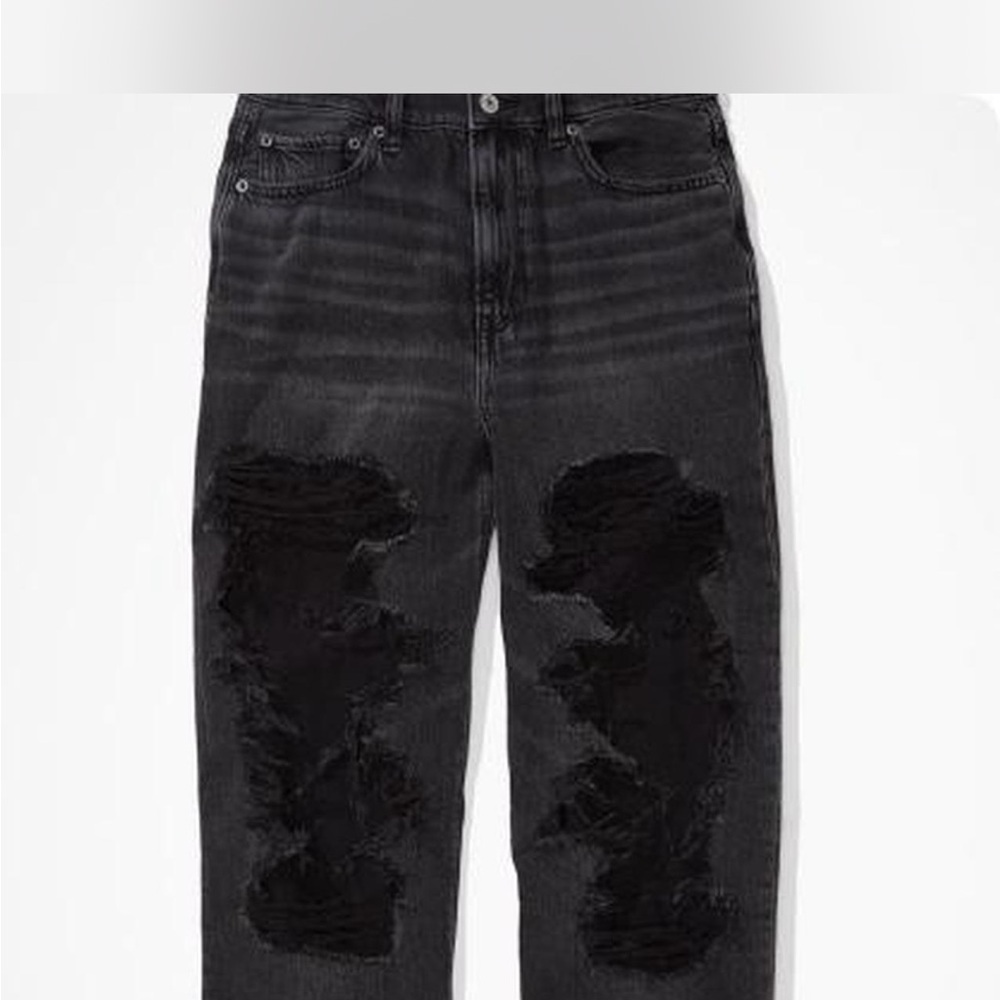 AE RIPPED HIGHEST WAIST BAGGY STRAIGHT JEAN
